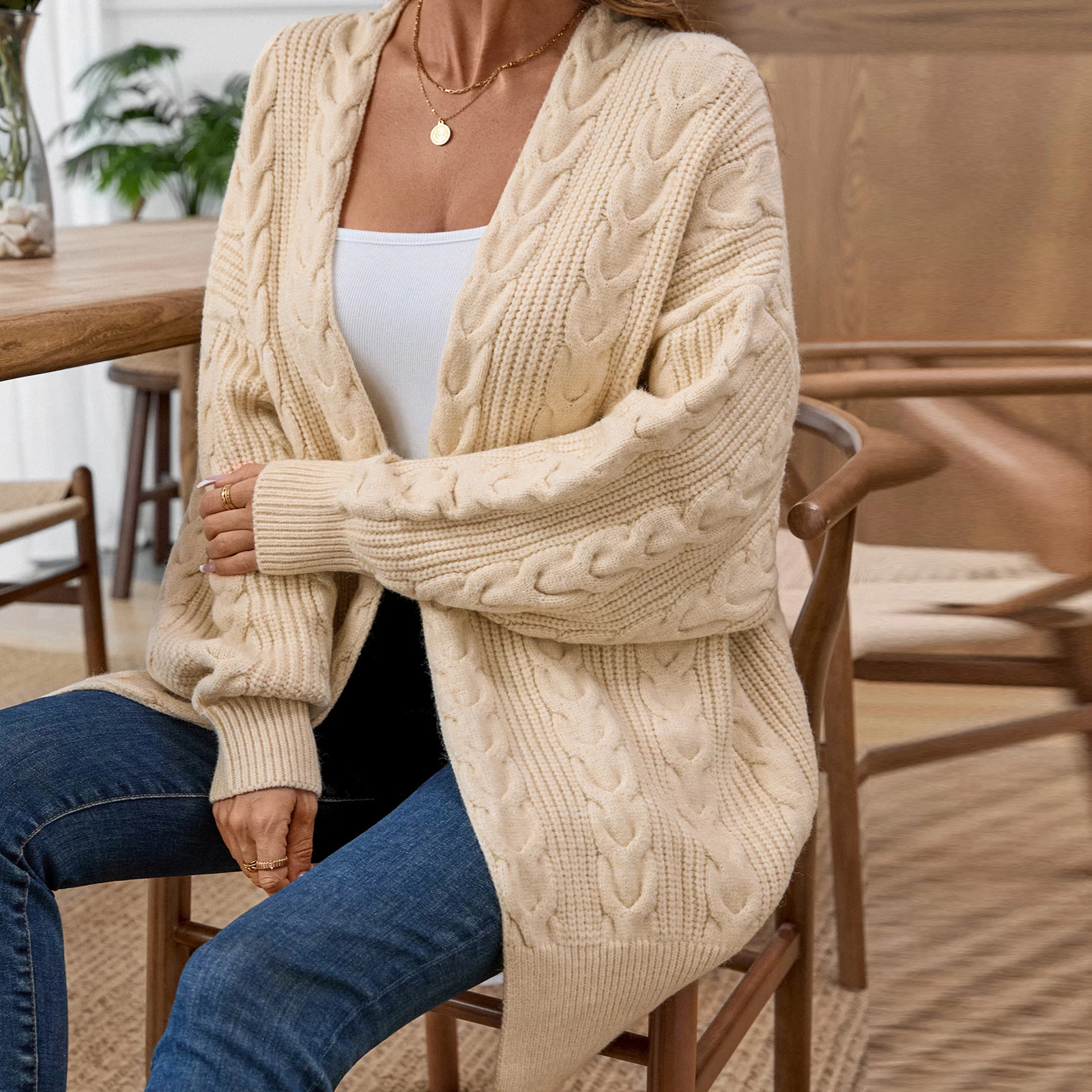 

2025 New Style Retro Fashion Long Cardigan Sweater Coat Women's Winter Sweater Cardigan Daily Casual Minimalist Cardigan Coat