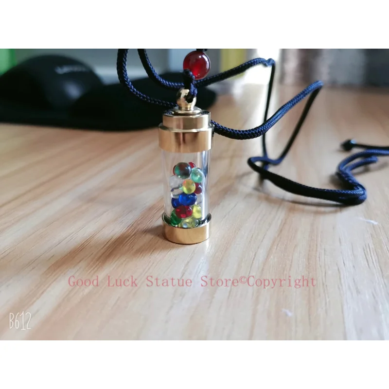 Asia Thailand TOP Geomantic master Crystal energy Lucky bottle Exorcise evil spirit Pendant Amulet all-powerful symbol talisman