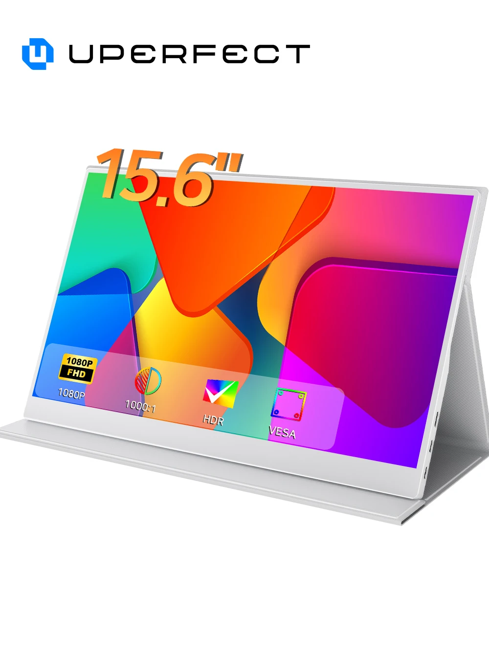 UPERFECT Portable Monitor 15.6 Inch 1080P Ultra-Slim White Display USB-C HDMI HDR IPS Gaming Travel Small Second Screen for Laptop PC MAC Phone PS4 Xbox Switch w/Smart Cover