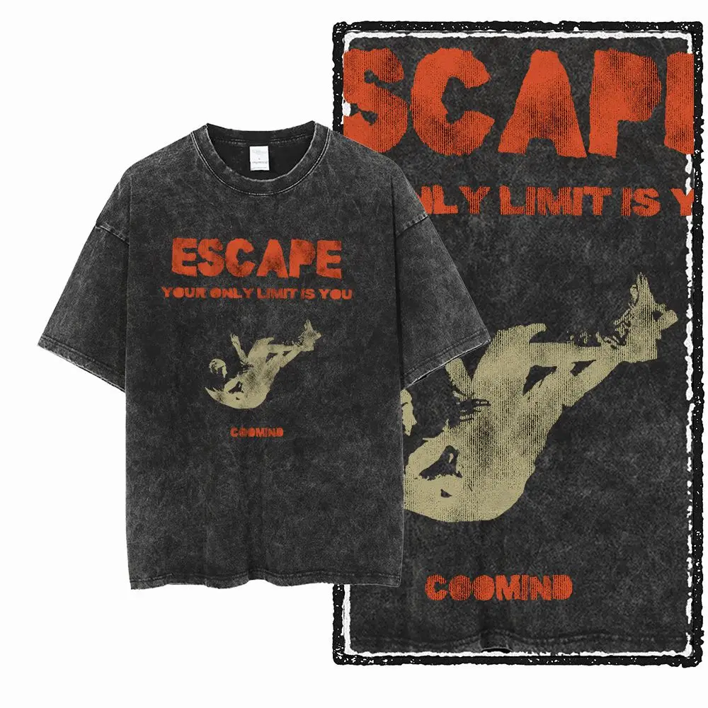 G23 Acid Washed Black Big Size Cool Cotton Herren COOLMIND bedrucktes Grafik-T-Shirt |    Streetwear O-Ausschnitt Herren T-Shirt