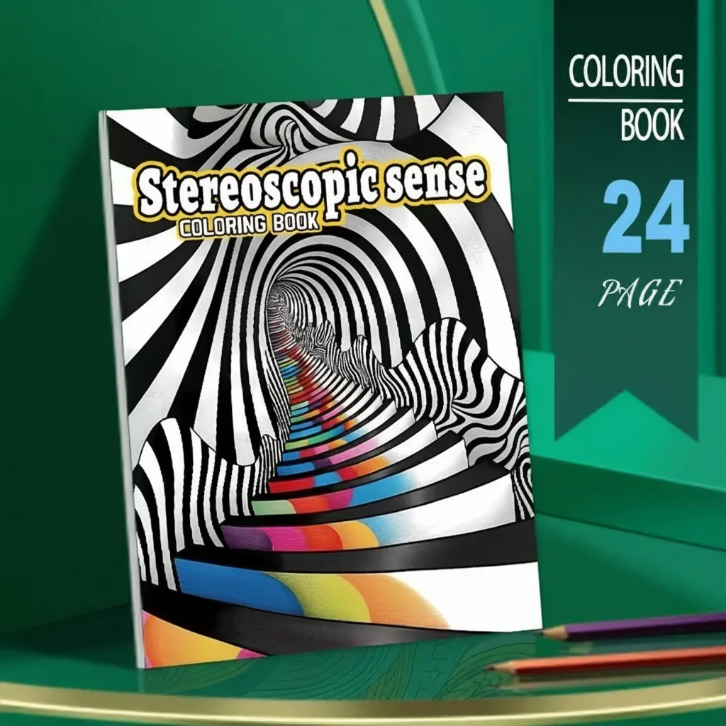 A4 Thick 3D Stereoscopic Coloring Book Anti-Bleed Graffiti Drawing Notebook For Adults Teens