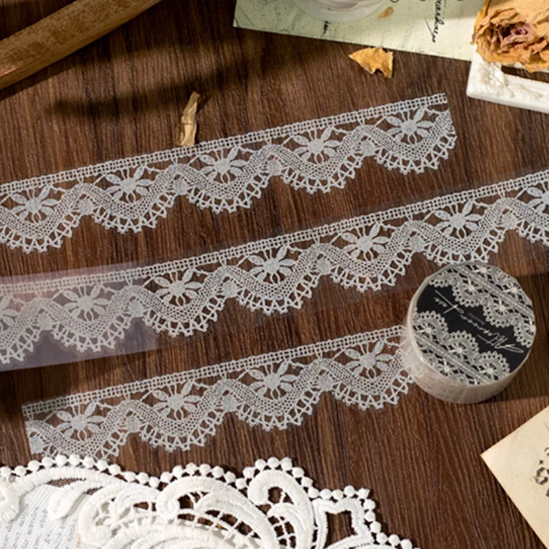 6 لفات من شريط واشي PET - نمط دانتيل زهري لتزيين مجلة على الطراز الياباني، مادة مجمعة مقاومة للماء، مذكرات وألبوم #3