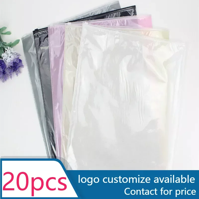 

20 pcs colors Non-woven zipper Gift Travel transparent handbag clothes packaging bags accept customize own logo