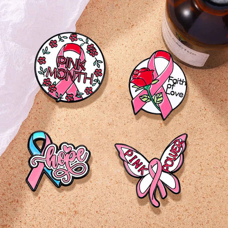 1pc AIDS Day Brooch Fashion Personality Pink Ribbon Care AIDS promotional Alloy Badge ornament brooch