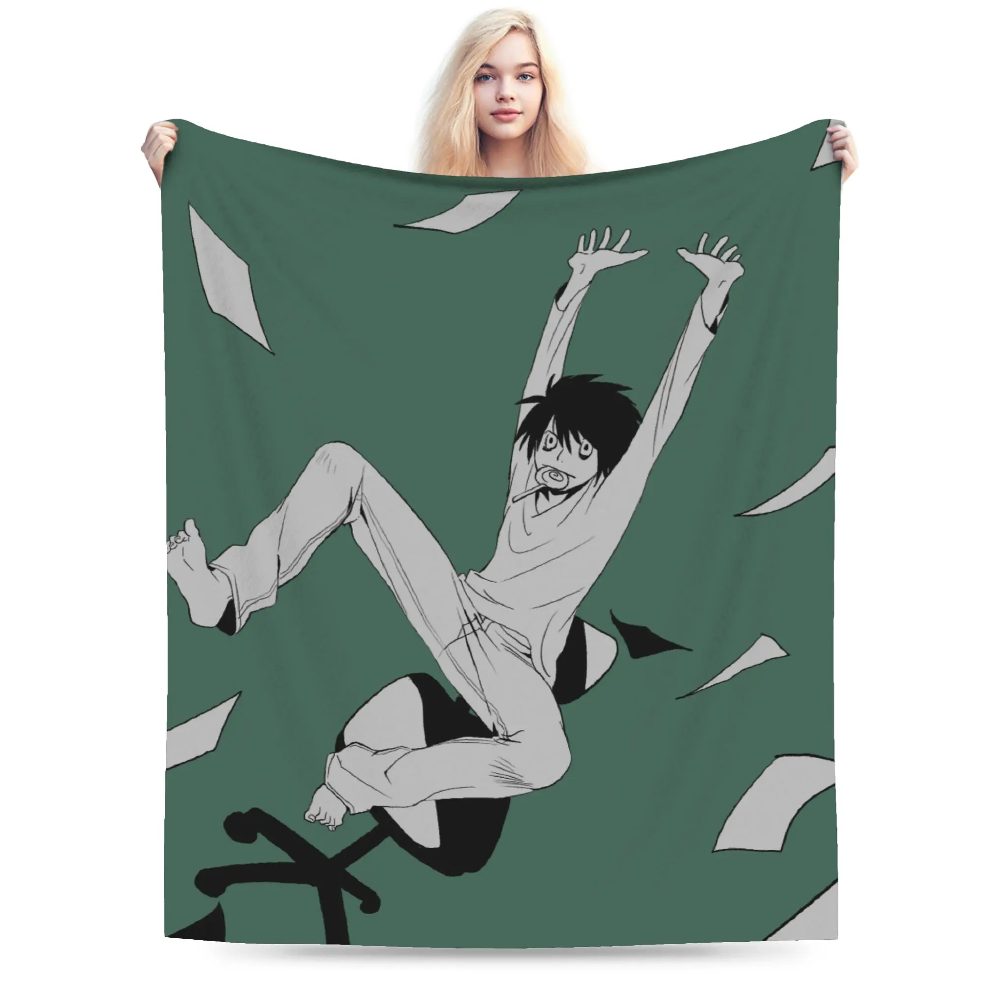 L Lawliet Death Notes Anime Blanket Flannel Printed  Multi-function Super Soft Throw Blanket for Bedding Car Quilt