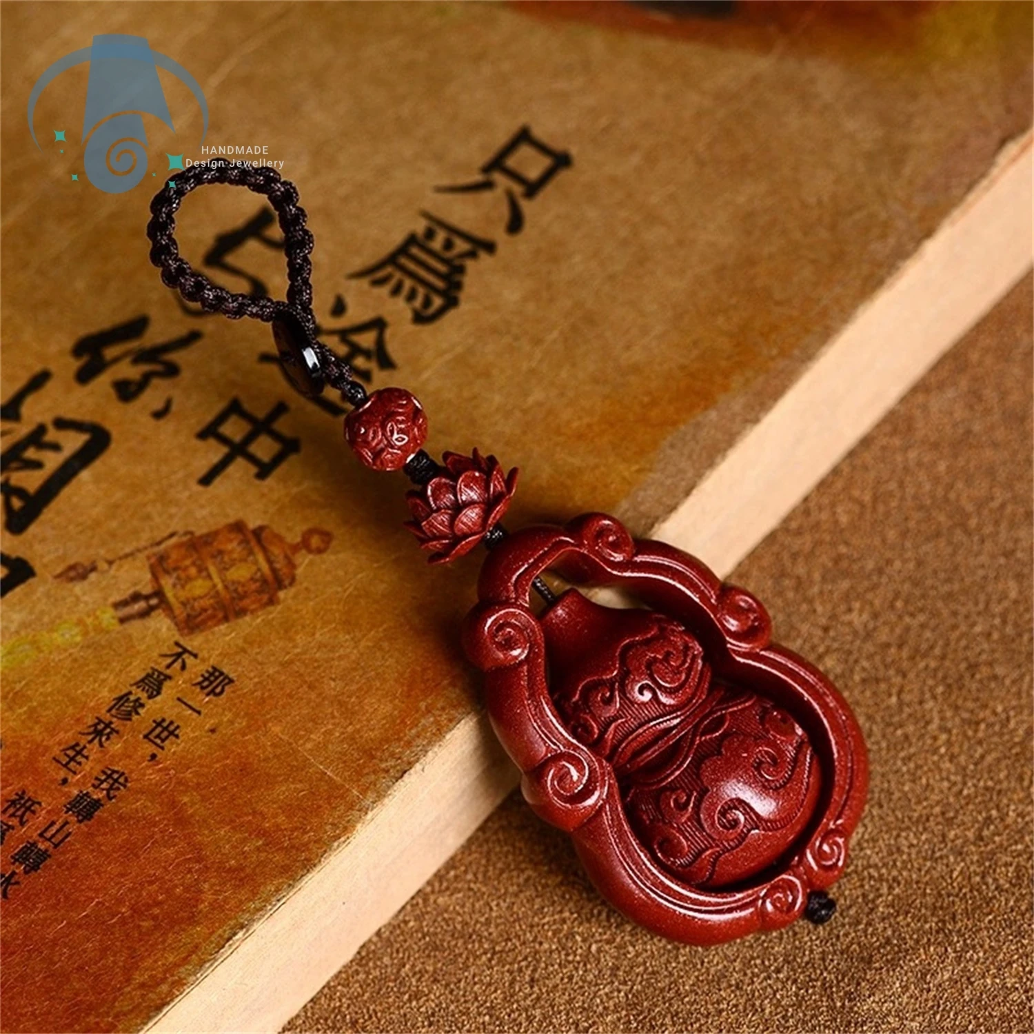 Natural Purple Gold Sand Xiangyun Gourd Car Keychain Lotus Men and Women Vermilion Lucky Pendant Chain Rope Jewelry