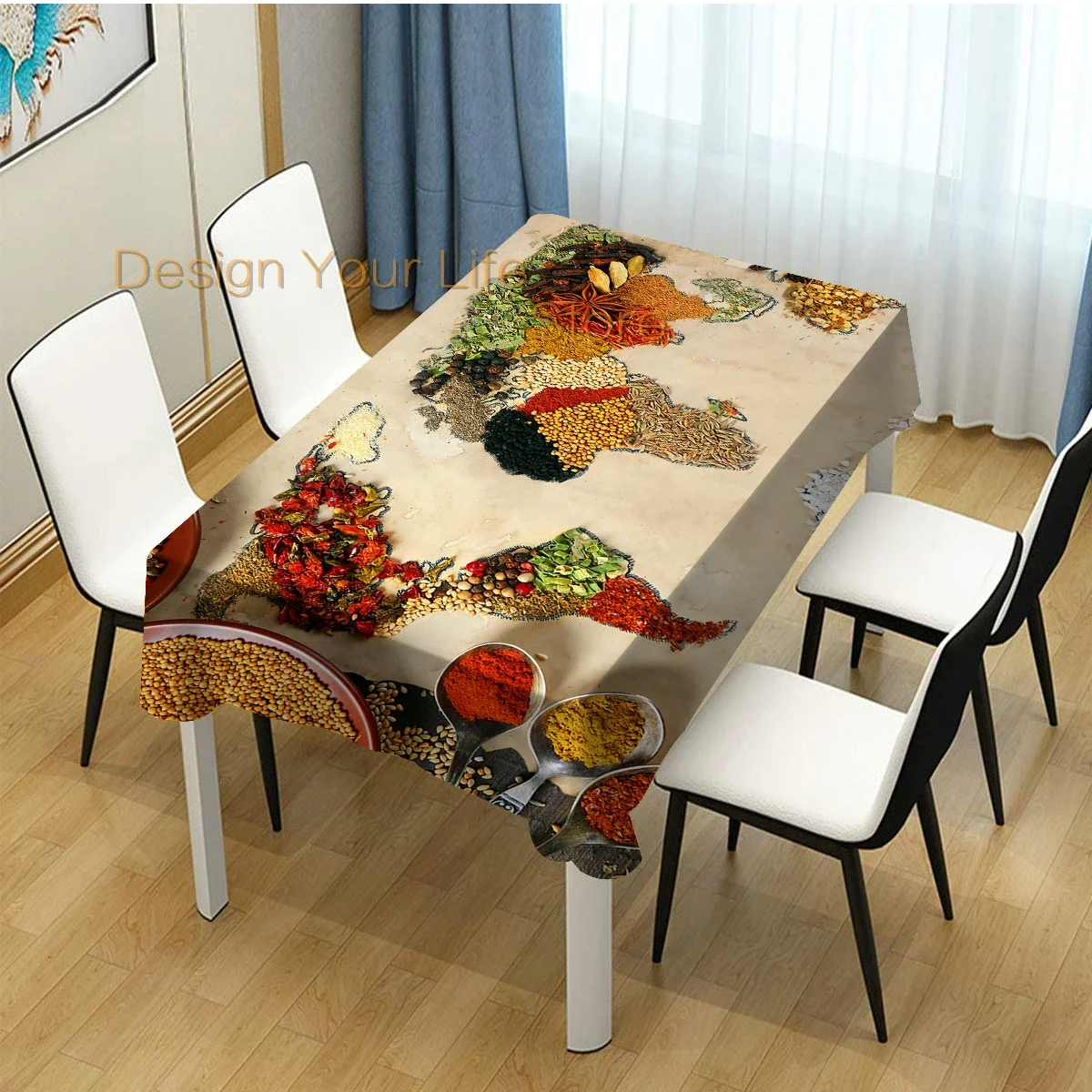 

World Map Grains Fair Trade Home Decor Dining Room Kitchen Table Cover
