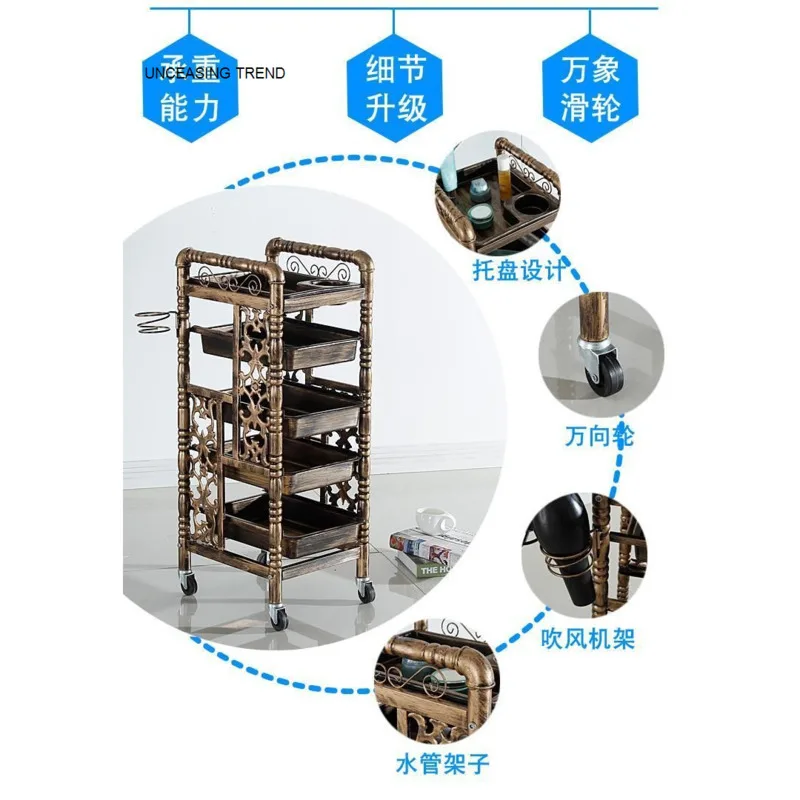 Commercial Furniture Hair Salon Trolley Fashion Hairdressing Multi-layer Tool Cart Barber Shop Multi-functional Storage Rack G