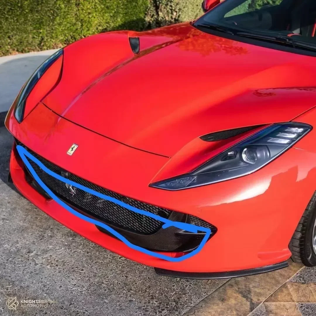 غطاء ناشر خلفي للشفاه الأمامية من الكربون ينانير جانبية لسيارة فيراري 812 فائق السرعة