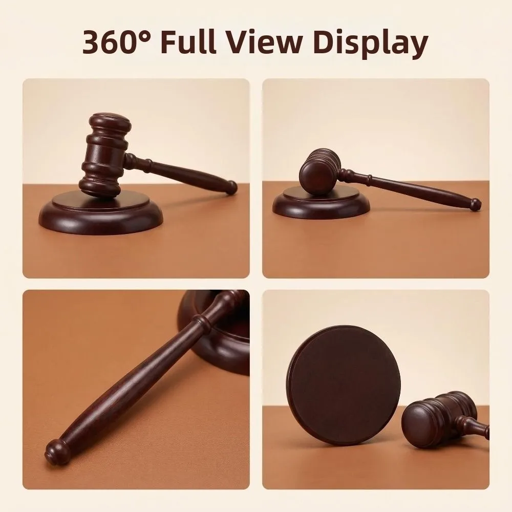 High Quality Wooden Judge Hammer Long Handle Handcrafted Sound Hand Tools comfortable Grip with Sound Block