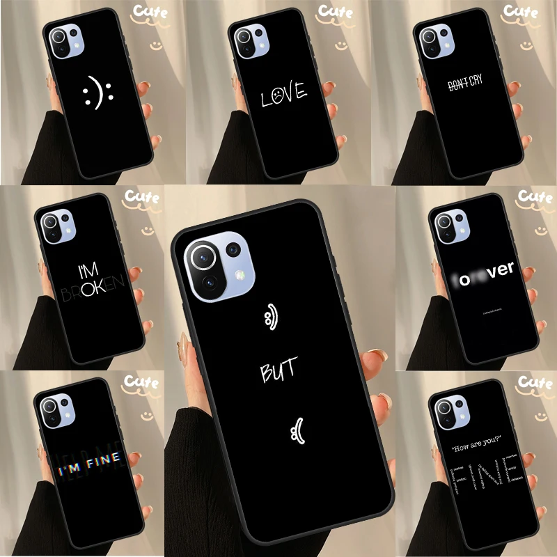 Sad depression Black Word For POCO F5 Pro X4 F4 GT C40 M5s F3 X3 X5 Pro Case For Xiaomi 13 12 Lite 12T 11T Pro Cover 