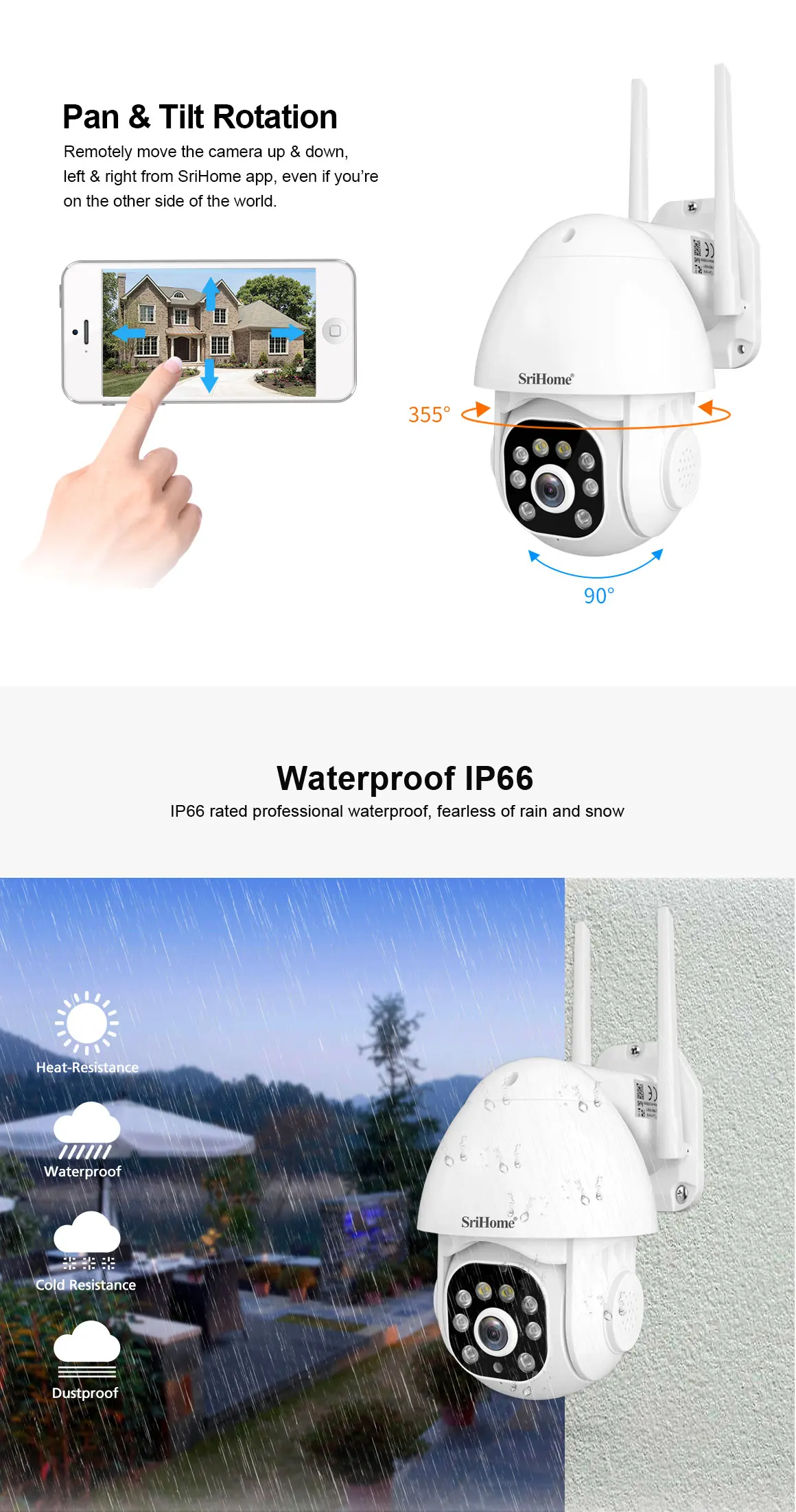 Srihome SH039B 3MP 1296P フルカラーフラッシュサイレンアラーム WIFI IP カメラ AI ヒューマノイド検出ホームセキュリティ CCTV ベビーモニター