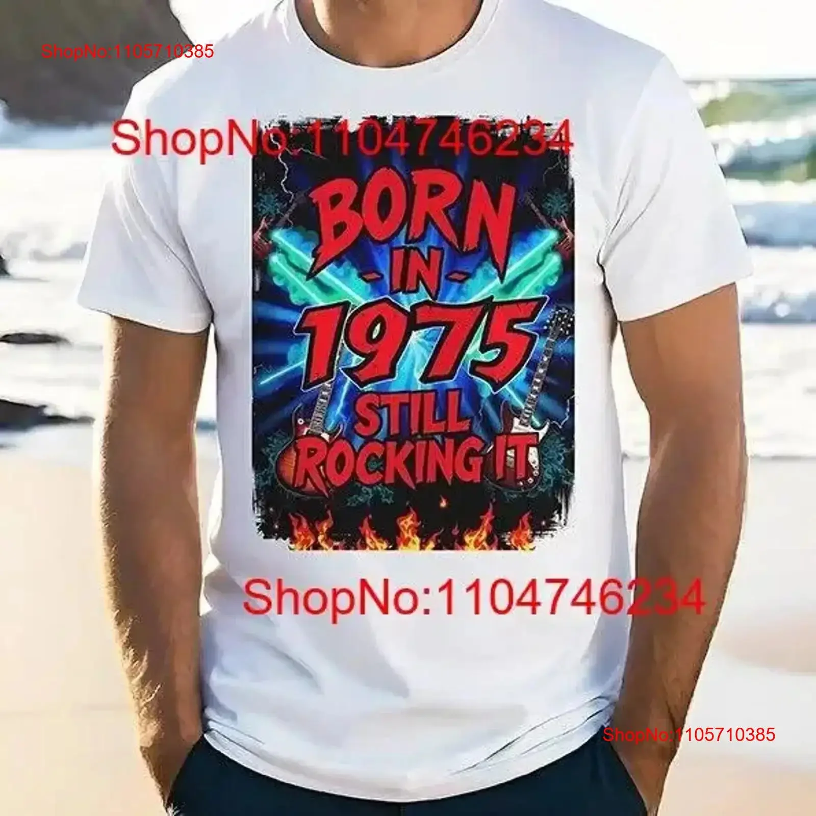 Funny T Shirt 50th Birthday BORN IN 1975 STILL ROCKING IT Music Present vintage Washed designer clothes Comfortable graphic