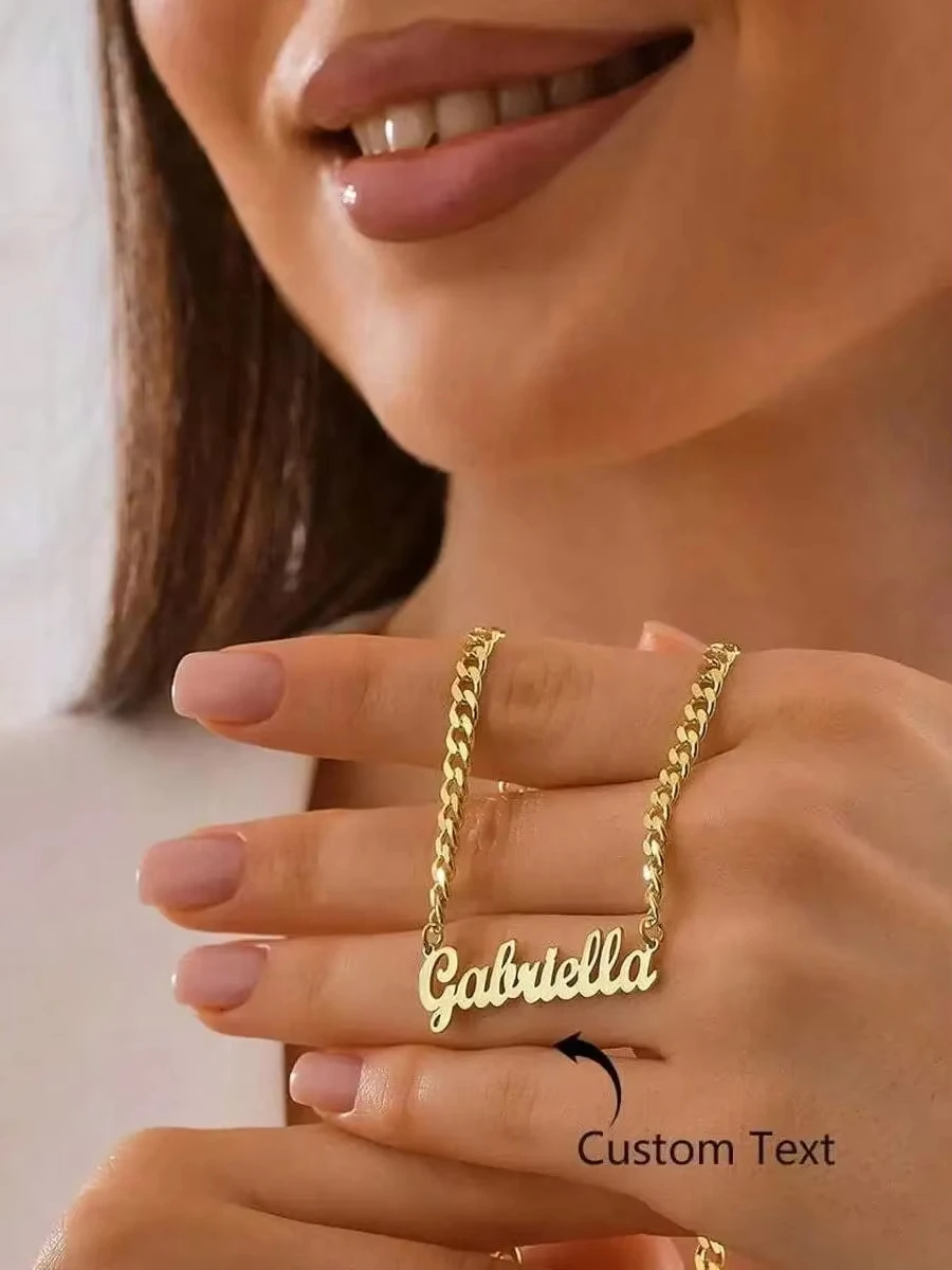 

DOREMI Custom Women Jewelry Birthday Gift Choker Chain Custom Name Necklace With Heart Ribbon Personalized Crown Name Necklace