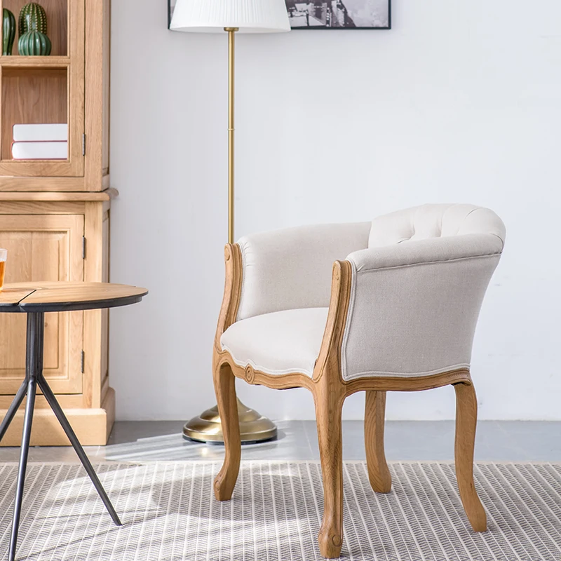 

Single sofa chair solid wood, European and American rural study computer chair