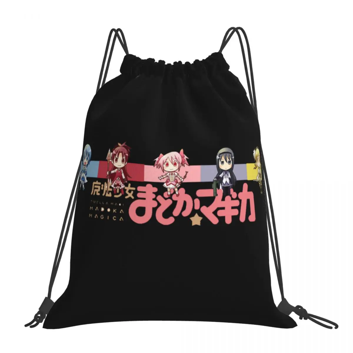 Madoka Magica V2 Backpacks Fashion Portable Drawstring Bags Drawstring Bundle Pocket Sports Bag Book Bags For Man Woman Students