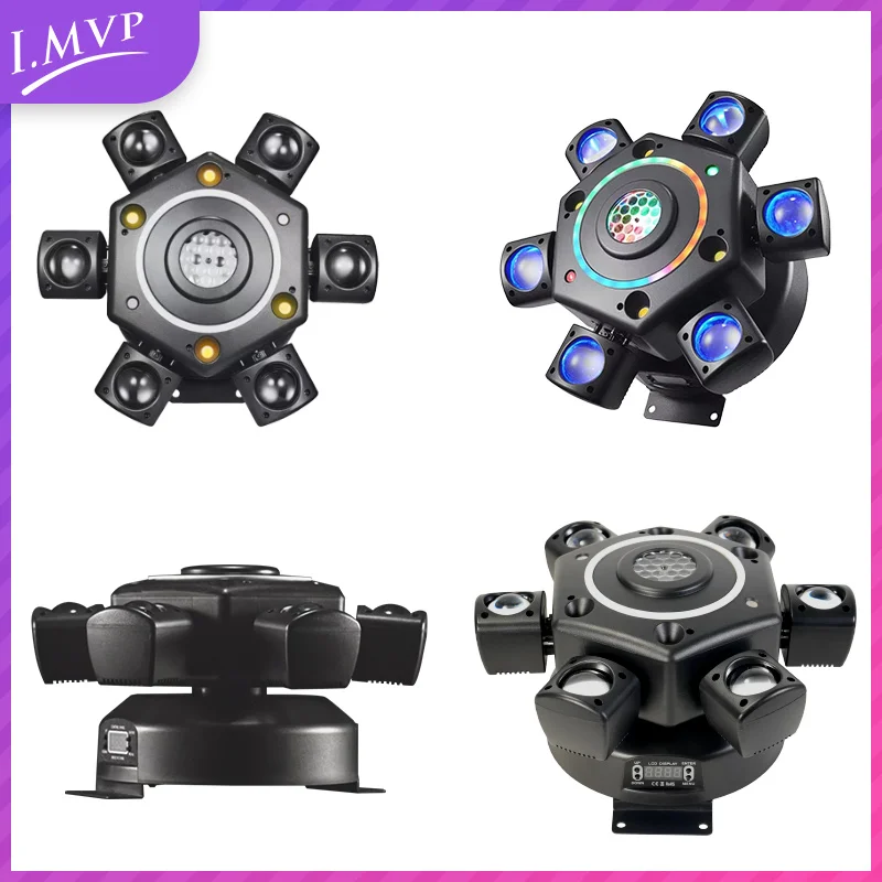 Luce ad effetto scenico 6 bracci RGBW 4in1 Controllo DMX rotante LED Strobe Laser Beam Light per Dj Discoteca