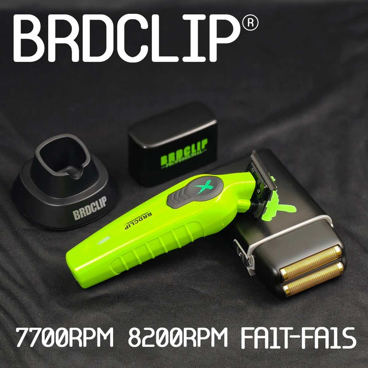 New Professional BRDCLIP Green FA1T FA1S 7700RPM 8200RPM Hair Trimmer Electric Shaver with Charger Stand Hair Clipper for  Men