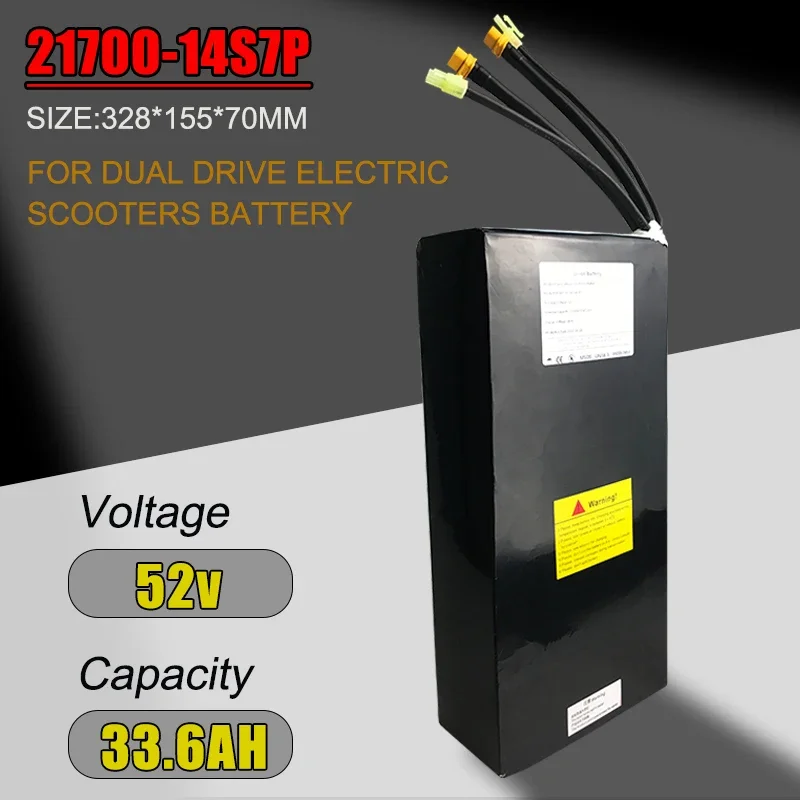 

52V 33.6Ah 14S7P Li-ion Rechargeable Battery Pack 21700 33600mAh Dual Port Fast Charging , Suitable for Dual Drive Scooters