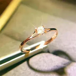 Milan Girl Crystal Zircon Ring Cute Small Silver Rose Gold Finger Ring Women's Commitment Engagement Simple Ring Fashion Jewelry