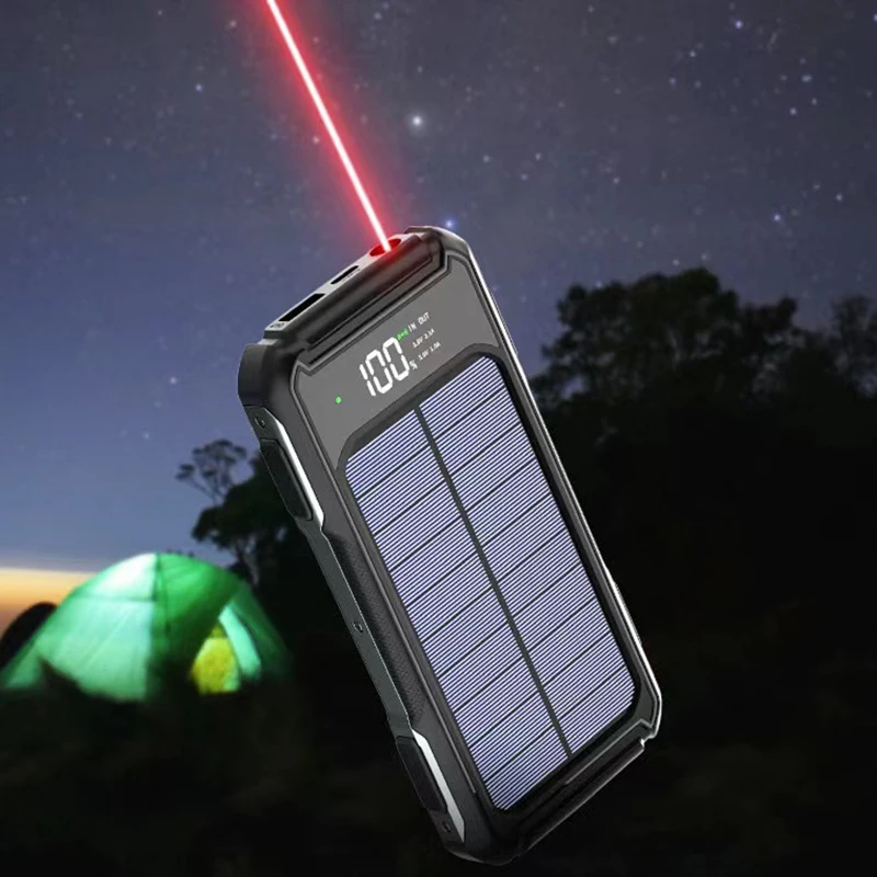 Xiaomi 30000mAh High Capacity Solar Power Bank 4 w 1 Wbudowane kable Inteligentny cyfrowy wyświetlacz Laser Light dla Samsung Apple