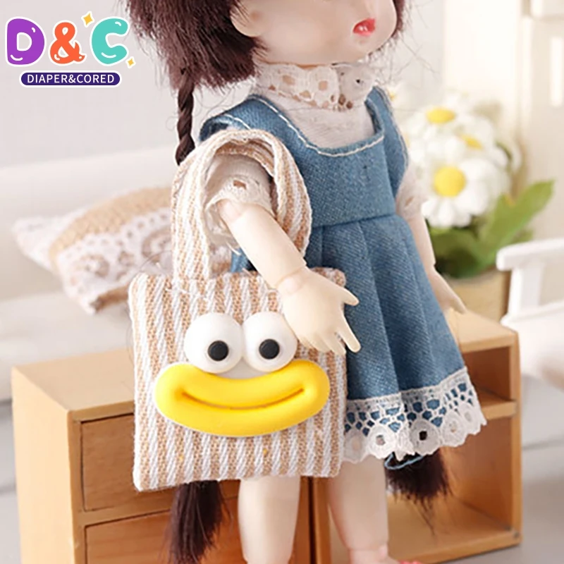 1PC Doll Mini Canvas Bag Shoulder Bag Doll Dress UP Toys Dollhouse Decoration Toy For Dollhouse Micro Scene Photo Props