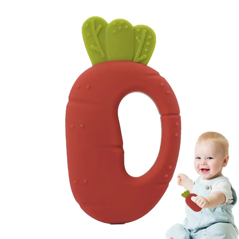 Freezable Teething Toys Cabbage Carrot Shape Teether Toy Silicone Teethers Safe Chew Toys For Boys Girls 3 Months Old And Up