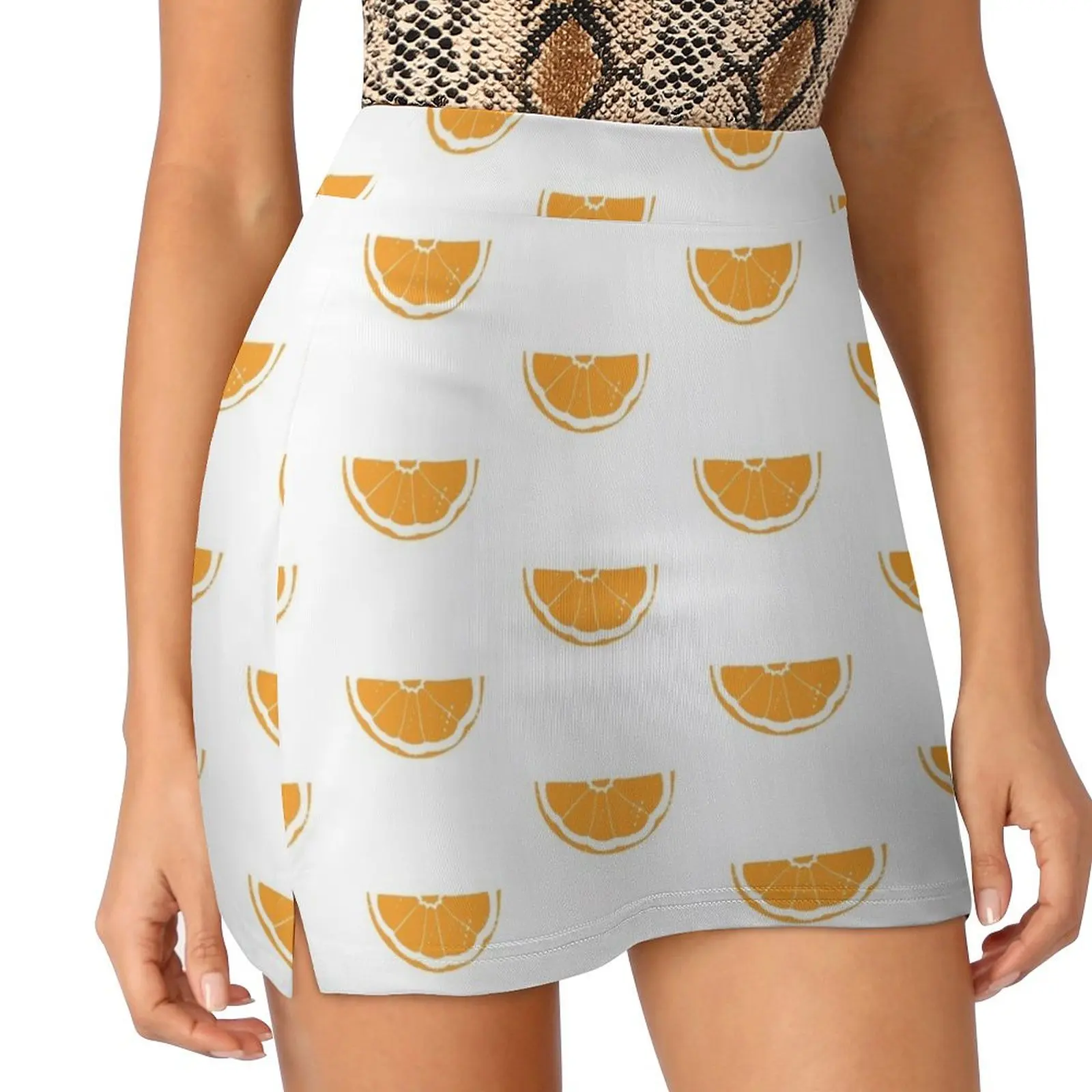 Orange Wedge Print and Pattern Mini Skirt Women skirts micro mini skirt extreme women's clothing korea stylish