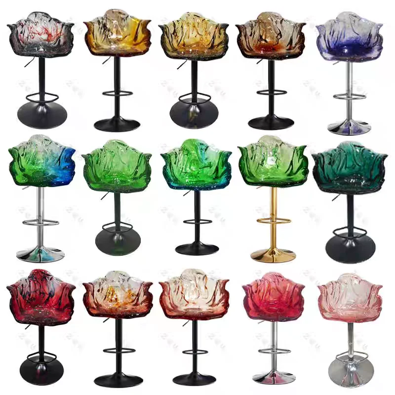 *Clear Swivel Bar Stool Tall Acrylic Counter Height Stable Footrest Construction Kitchen Island Lounge Bistro Dining Commercial