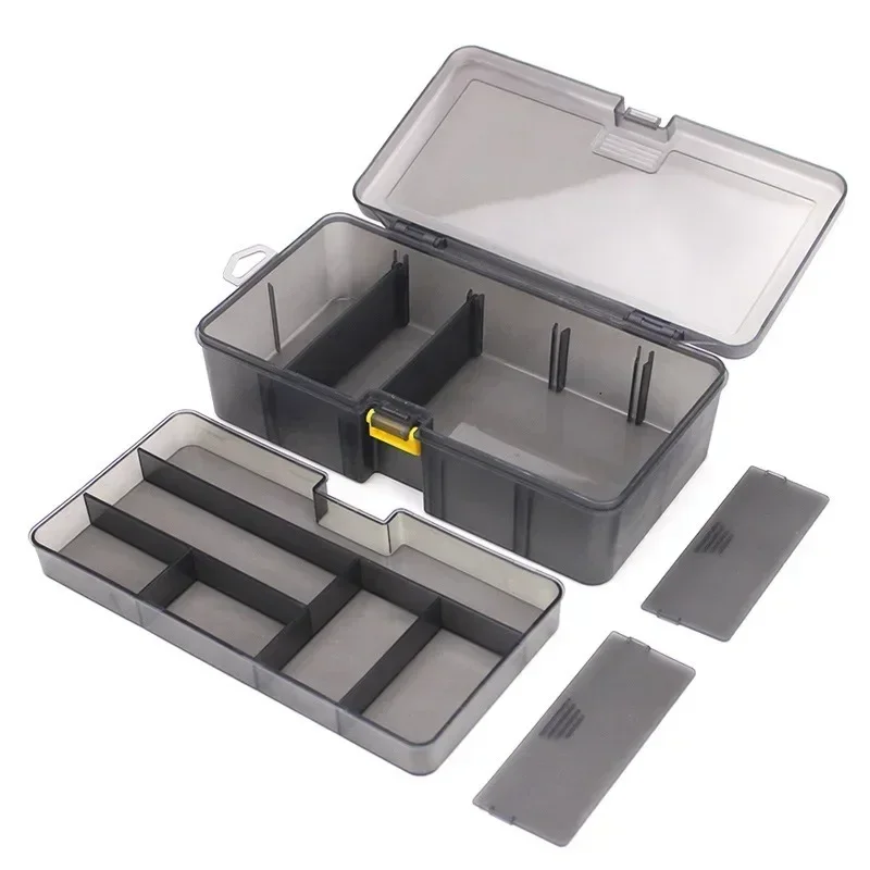 Luya Box Plastic Storage Box Detachable Transparent Gray Double Layer Luya Accessory Box Fish Bait Box