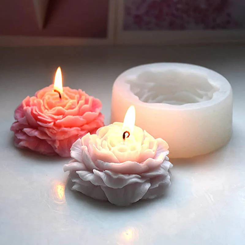 3D Large Peony Candle Silicone Mold Handmade Flower Scented Candle Gypsum Candle Wax Mould Resin Soap Making Supplies Home Decor