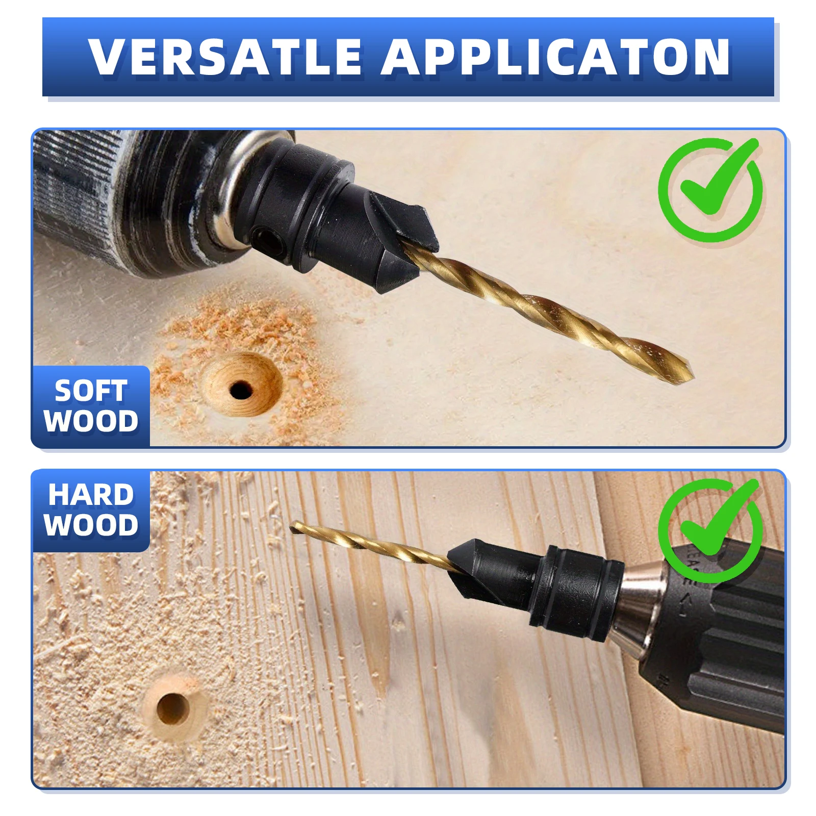 12pcs titanium-plated hex countersink set with replaceable bits, magnetic holder & L-wrench. Power drill compatible for fast view 4