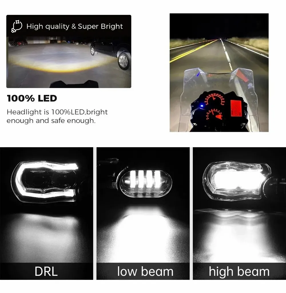 E9 mark Motorcycle LED Headlights for BMW F650GS F700GS F800GS F800R ADV GS F800 R IP68 Lamp Head Lights Assembly 2008-2018 view 4