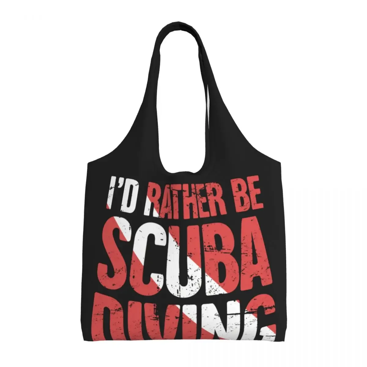 Cute I'd Rather Be Scuba Diving Shopping Tote Bag Recycling Grocery Canvas Shopper Shoulder Bags Handbags