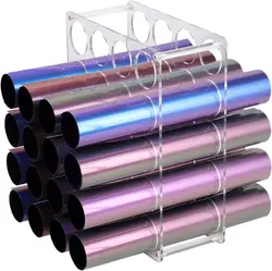 Vinyl Roll Holder 20 Holes Sturdy Acrylic Vinyl Storage Organizer Multifunctional Vinyl Roll Storage Easy-to-Assemble Art Rack