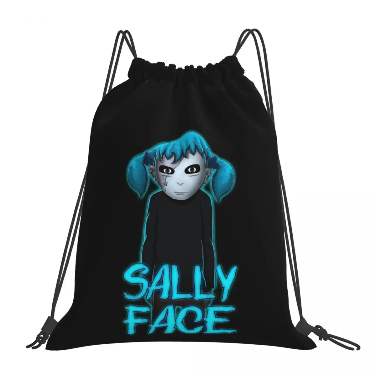 Sally Face Backpacks Casual Portable Drawstring Bags Drawstring Bundle Pocket Sports Bag Book Bags For Travel School