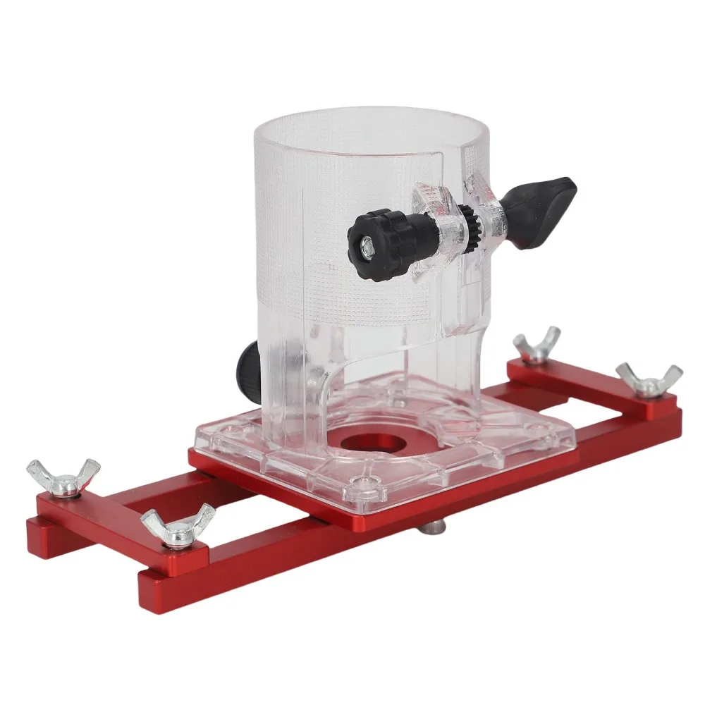 Aluminum Alloy Wood Trimmer Router Base Invisible Slotting Guide Robust Construction Compact Palm Router Base Red Color