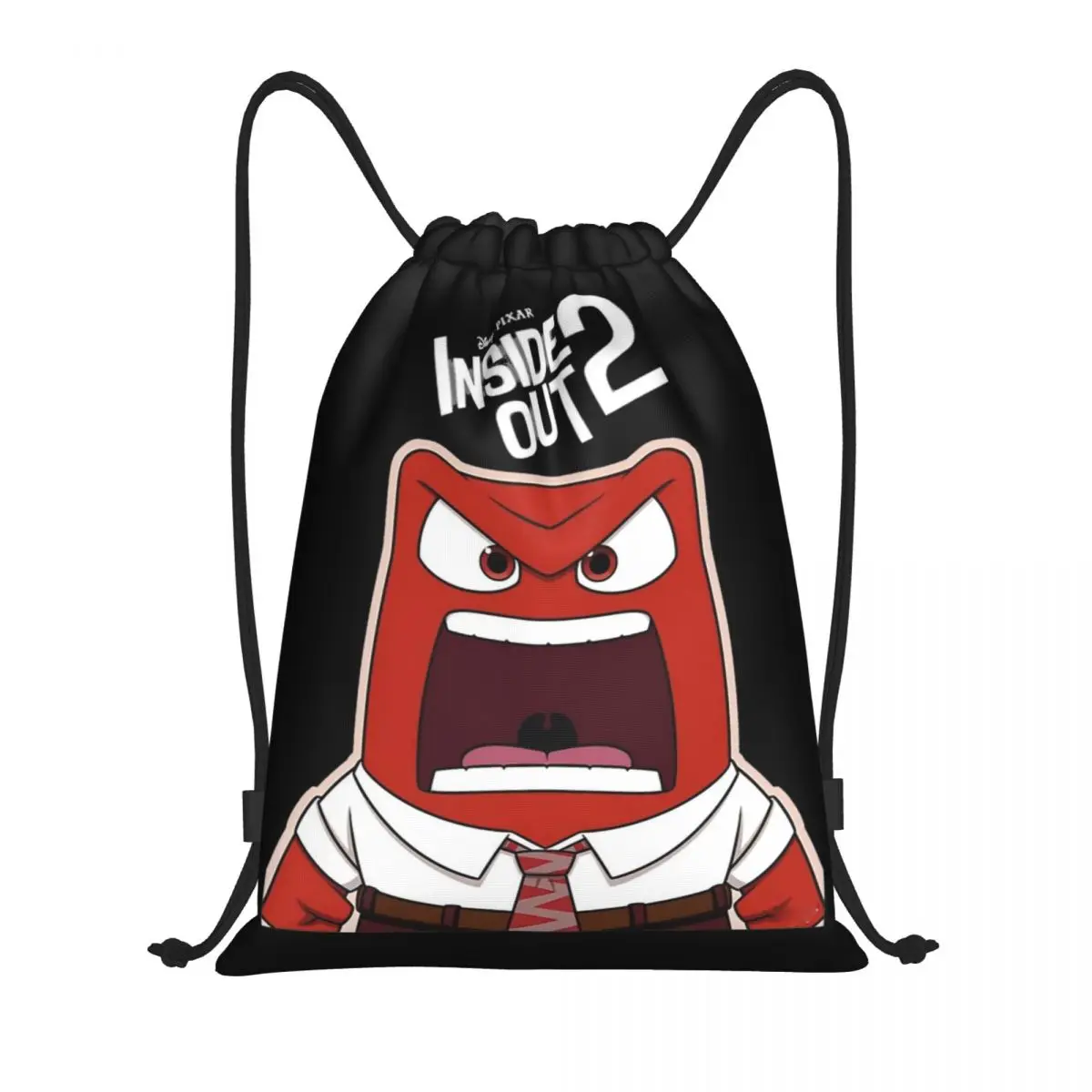 Inside Out Emotions Anger Drawstring Backpack Sports Gym Sackpack Cartoon String Bags for Exercise