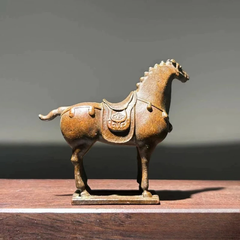 تقليد العتيقة الصينية تانغ الحصان البرونزية النحت زينة غرفة المعيشة المنزلي سطح المكتب طاولة شاي الشاي الحيوانات الأليفة الحرف الحلي