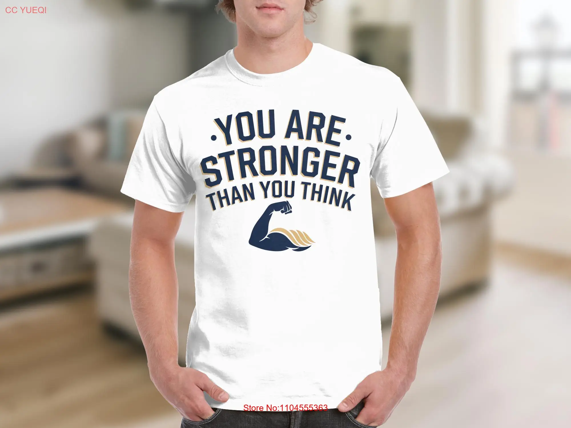 

Motivational T Shirt You Are Stronger Than Think Fitness Workout Gym Inspirational Quote long or short sleeves