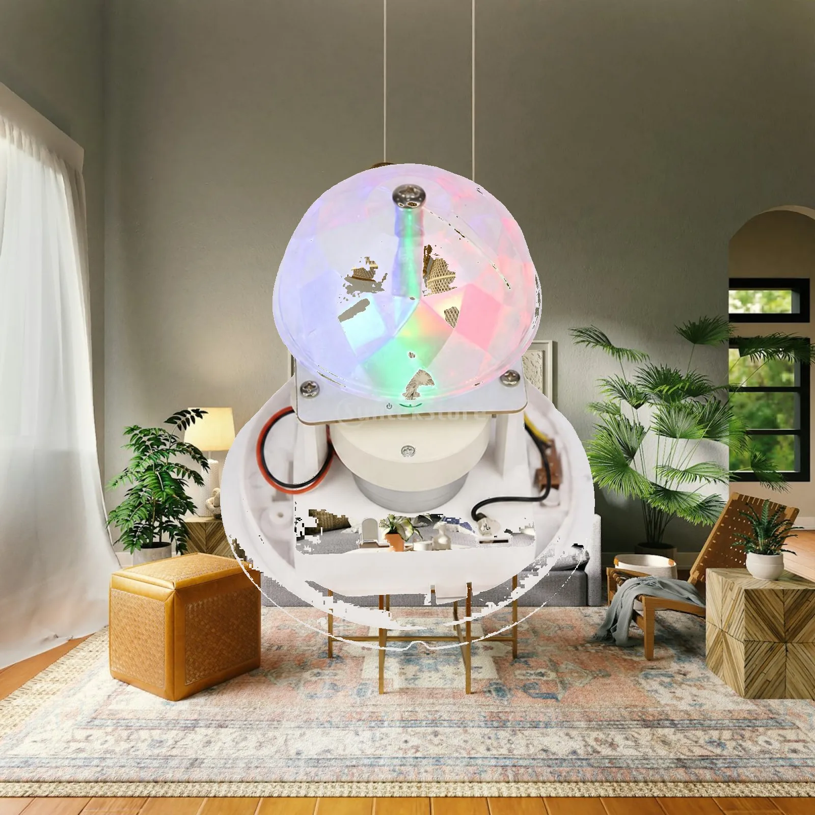 Rotating Light Base Battery-Operated Light Base with Dome Top Lamp Multicolor Colorful for Tabletop Displays, Holiday Decorating