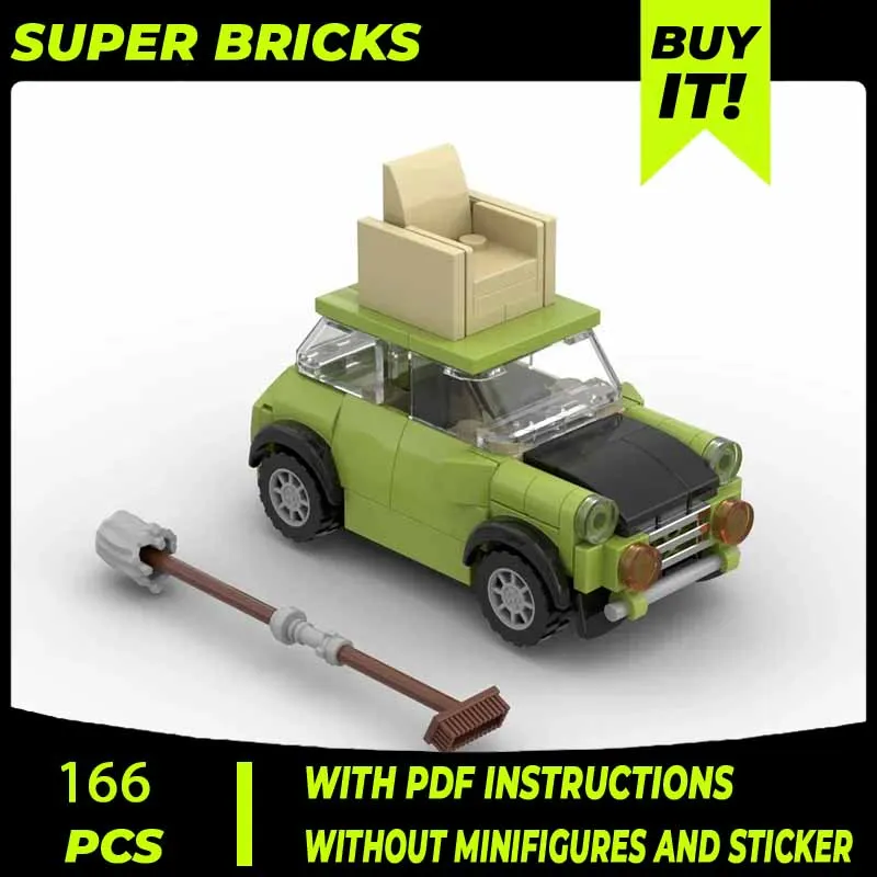 Car Series Moc Building Blocks Mr. Bean Mini Mark III Model Technology Bricks Legendary Sportscar DIY Toys For Kids Children