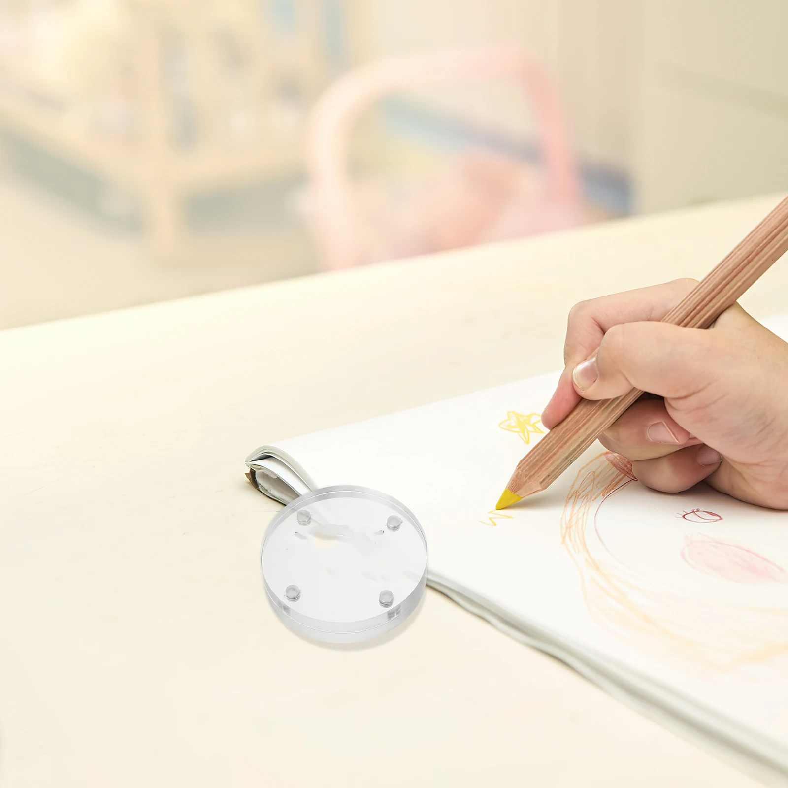 

4Pcs Magnetic Photo Bricks Mini Acrylic Display Discs for DIY Picture Frame Ornaments Round Magnets Decorative Holders