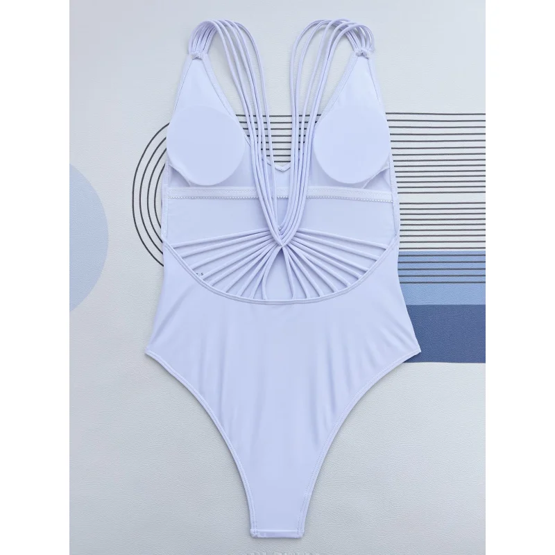 New Solid Color Sexy Bikini Fan Strap Swimsuit SwimwearLG142