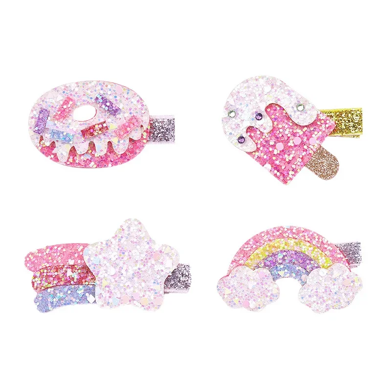 

Hair Clips for Girls Sweet Bow Hairpin Cute Glitter Sequin Rainbow Bowknots Alligator Barrette for Party Birthday Gifts 10pcs