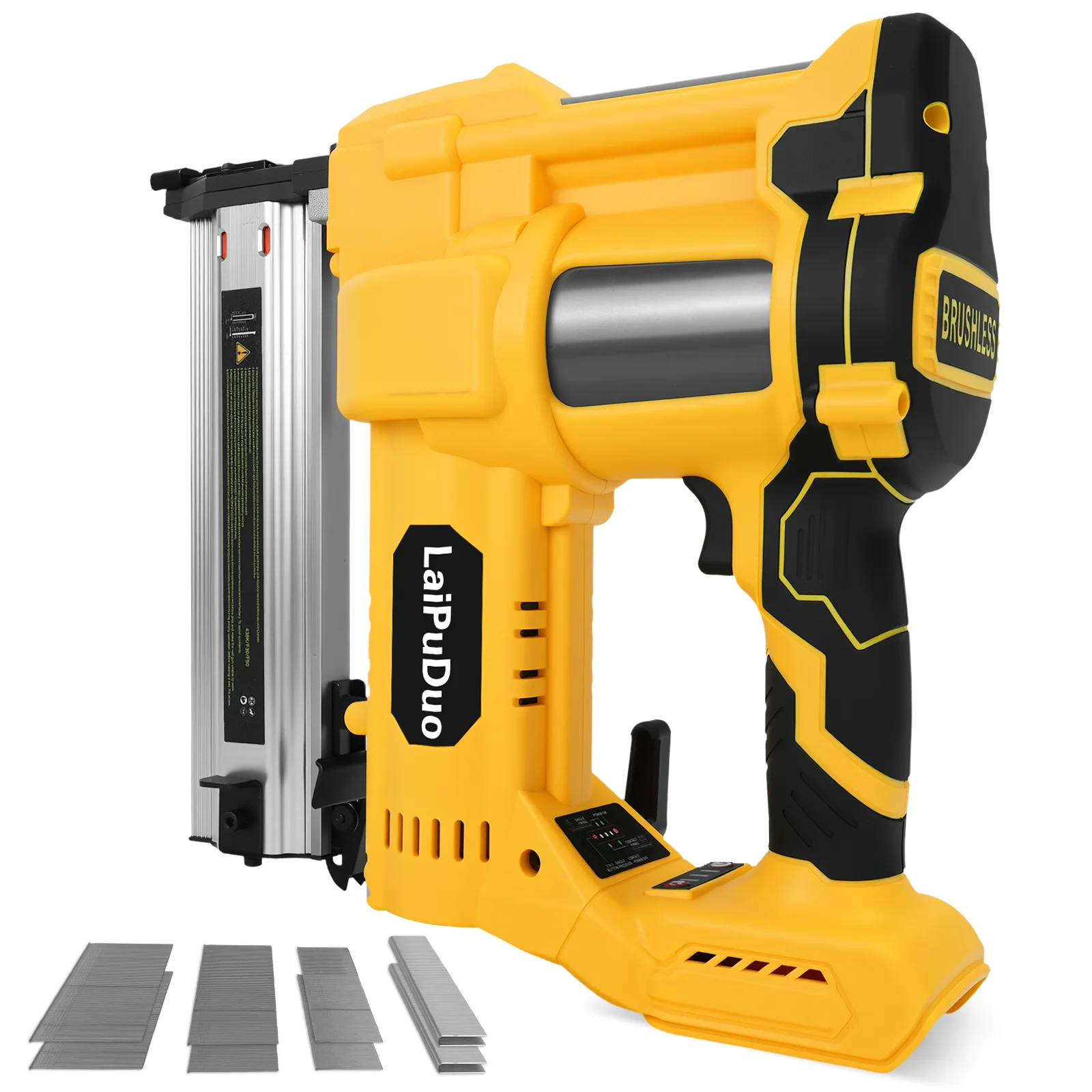 Brushless Brad Nailer 0-50mm 2 in 1 Cordless Electric Nail Gun/Staple Gun Woodworking DIY Carpentry for Dewalt 20V Battery Pin