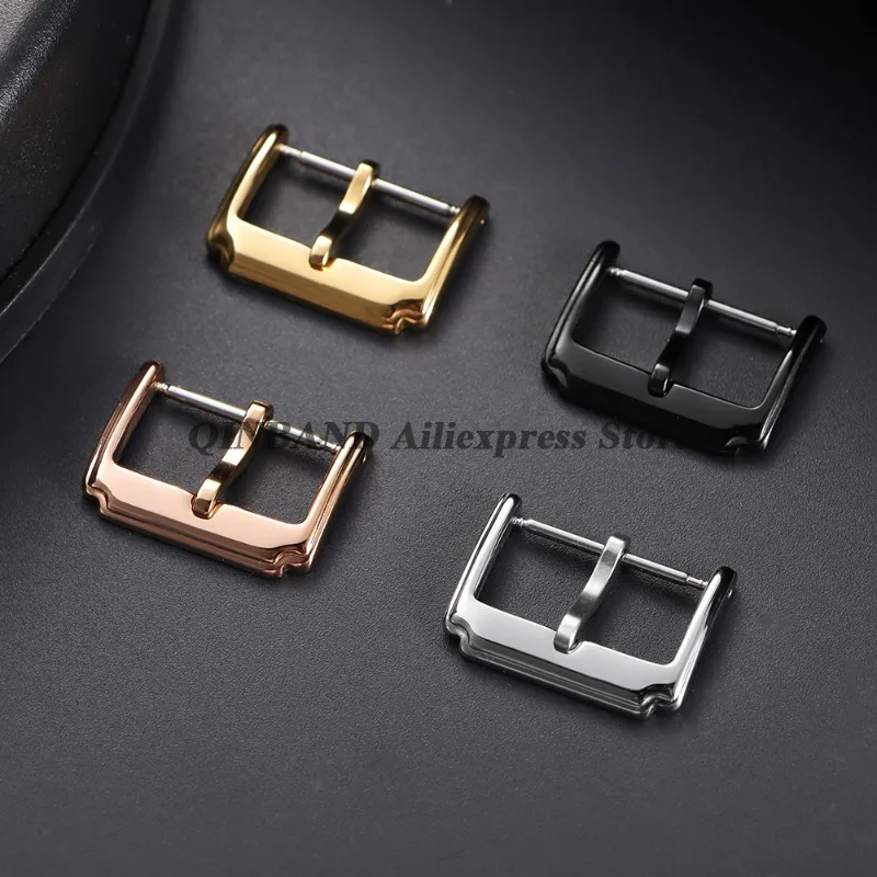 Watch Buckle 18/20/22mm Stainless Steel Pin Clasp Watchbands Buckle Polish Black&Gold&Rose Watch Button Watch Buckle Accessories