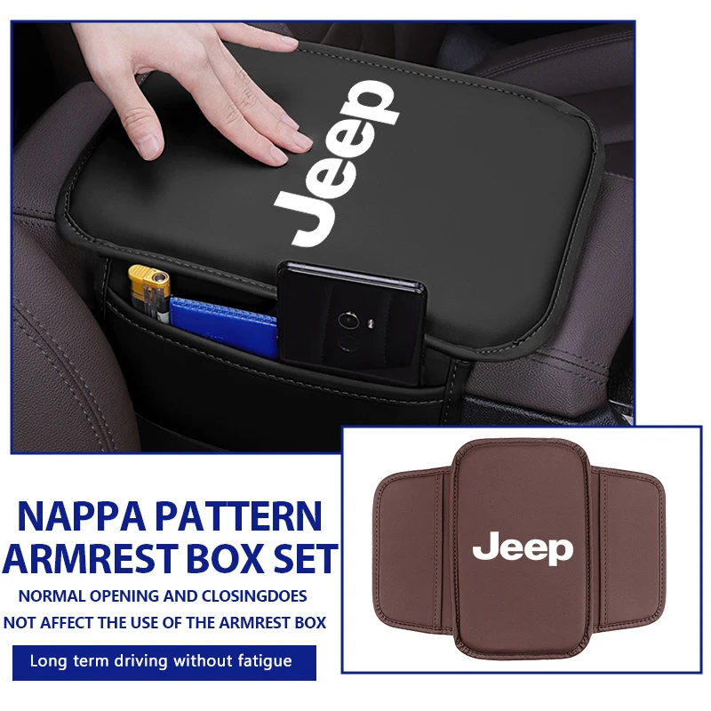 Image of Auto-Mittelkonsolen-Armlehnenbox-Pad, Aufbewahrungstasche, Schutzhülle für Jeep Compass Renegade Cherokee Wrangler JK Patriot