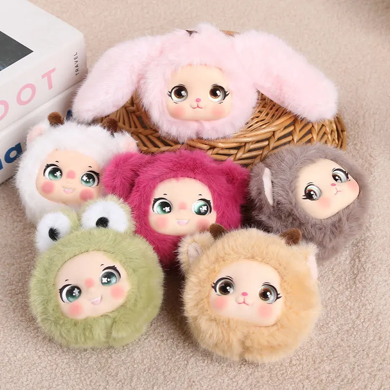 Cute Rabbit Head Vinyl Face Plush Doll Pendant Backpack Hangings Decoration Gifts