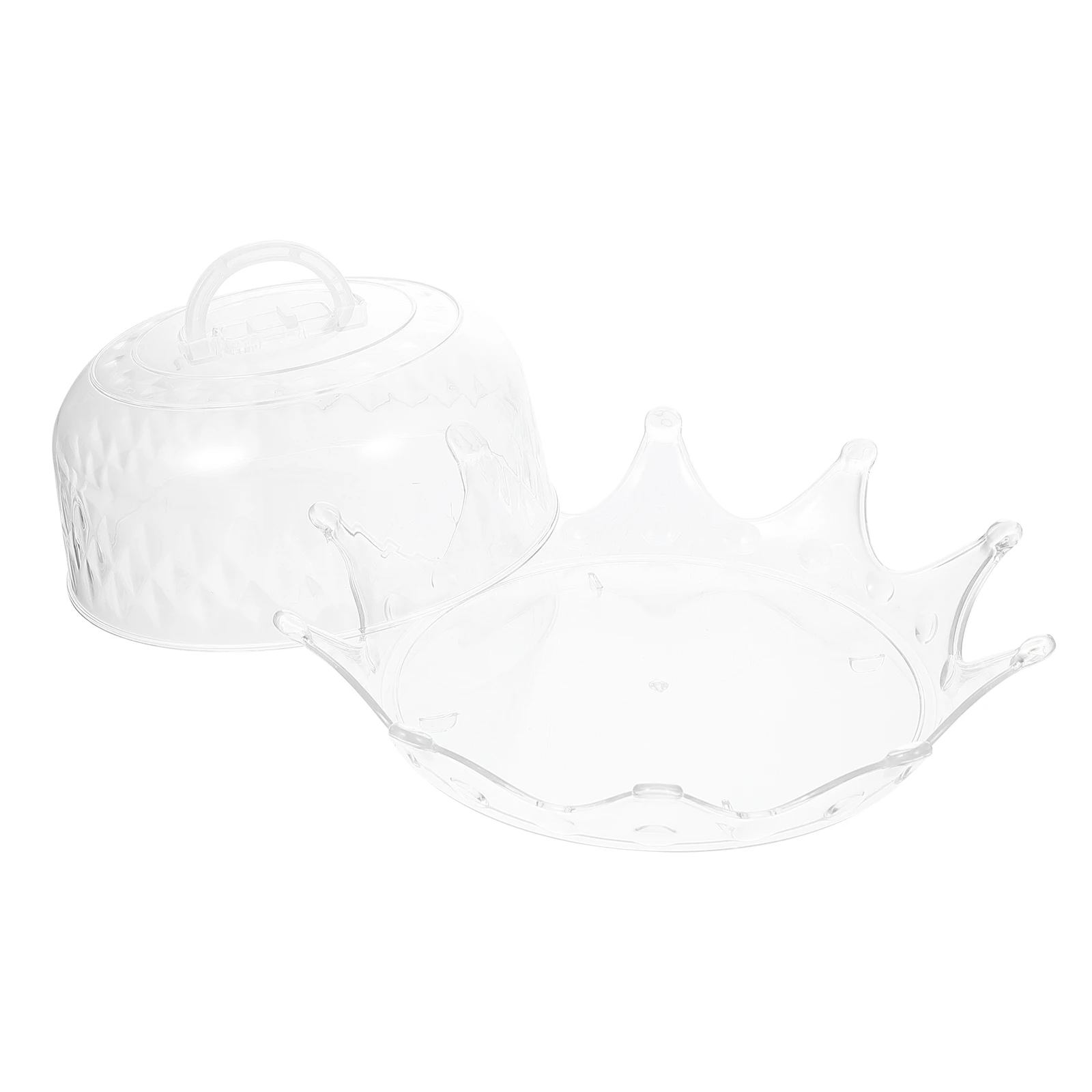 

1 set Dustproof Food Cover Cake Stand Transparent Plastic Dessert Tray with Lid Container for Home Party Banquet Display